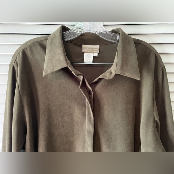 Coldwater Creek Women’s Shirt Skirt Matching Set Size XL 18 Olive Embroidered - Picture 5 of 16